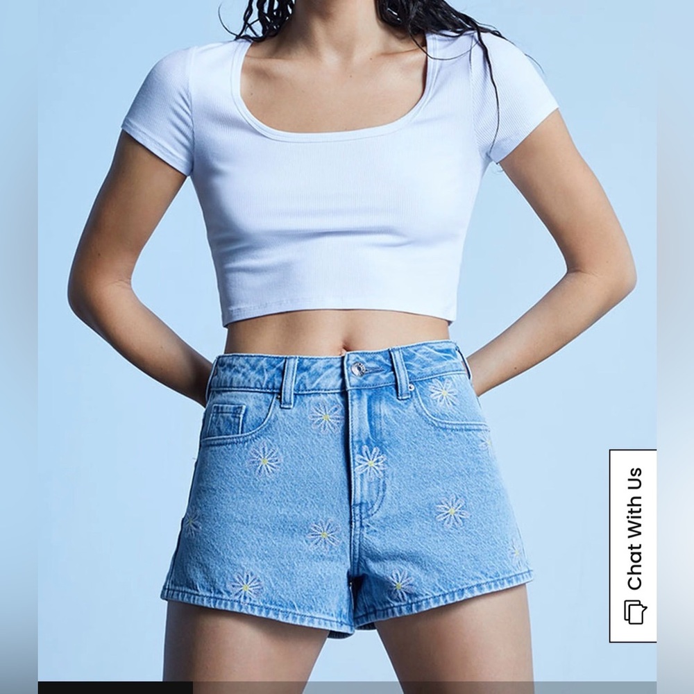 Pacsun Eco Daisy Embroidered Denim Mom Shorts size 29